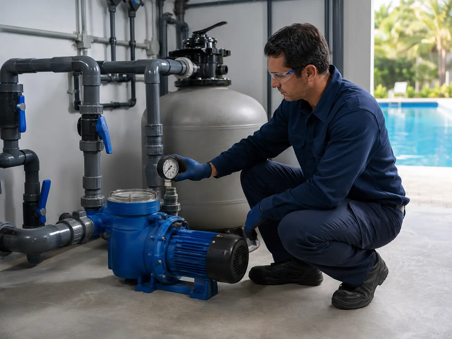 Circulação e filtragem — Manutenção de bombas e avaliação do conjunto hidráulico para circulação eficiente.